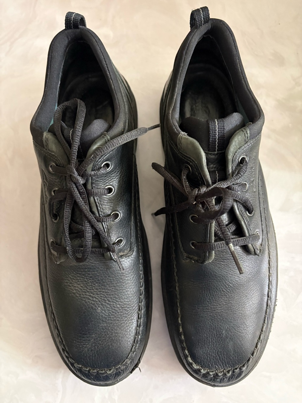 Clarks Black Leather Lace-Up Oxfords